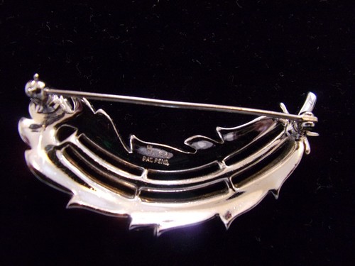 PIN BROCHE PLUMA TRIFARI DIAMANTES DE IMITACIÓN VINTAGE PLATEADO Y PAVÉ 2 1/4" DE LARGO - Imagen 3 de 4