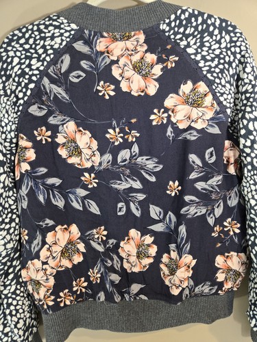 Saltwater Luxe Floral Print Lightweight Long Sleeve Bomber Full Zip Sz M - Picture 7 of 12