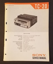 Sony TC-20 Car Automotive Cassette Player Service Manual. Japan 1970
