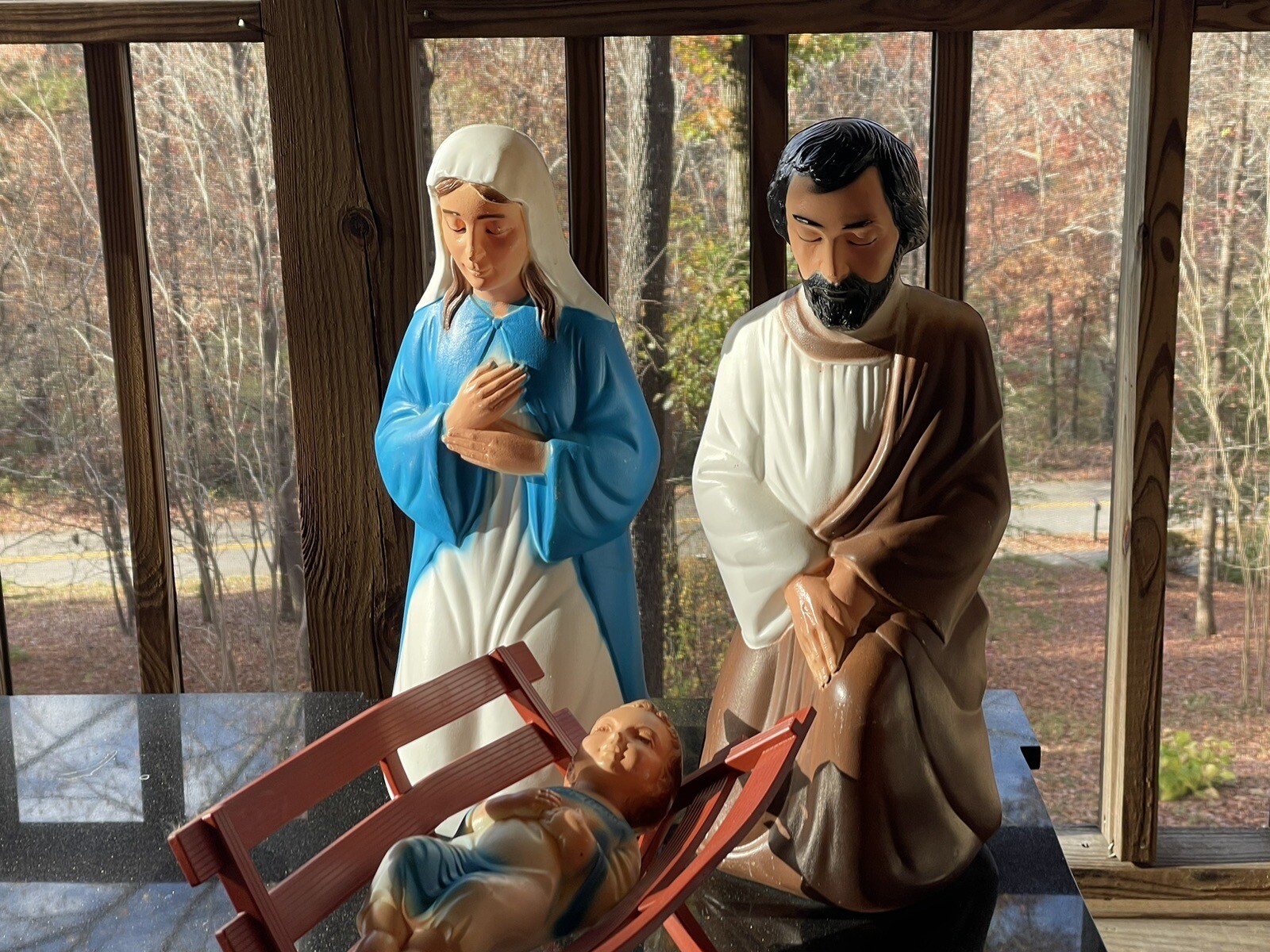 Vintage Empire Blow Mold Nativity Set 4 Piece Joseph 18" Mary 17” Baby