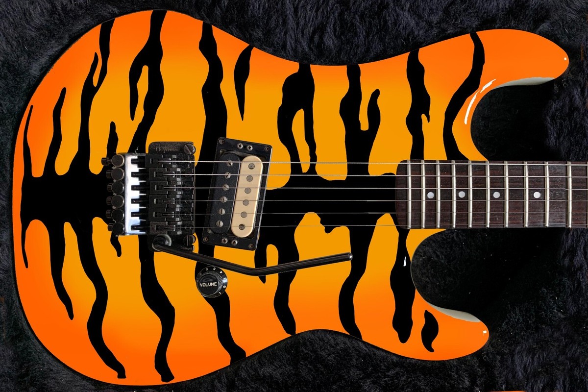 Guitar Skin Axe Wrap Re-skin Bass Iconic 80's Vintage Bengal Tiger