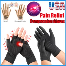 Copper Compression Gloves Carpal Tunnel Arthritis Joint Pain Relief Hand Support