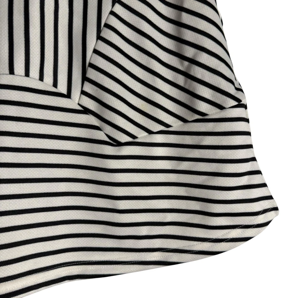 Minifalda patinadora tejida línea A rayas negras blanca oliva + roble talla XS Foto 3 de 4