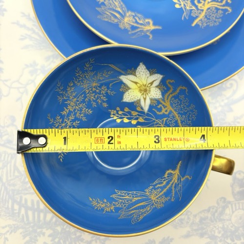 PMR Bavaria Jaeger & Co Germany Blue /Gold Leaf Porcelain Tea Cup Saucer Set 3 - Picture 13 of 15