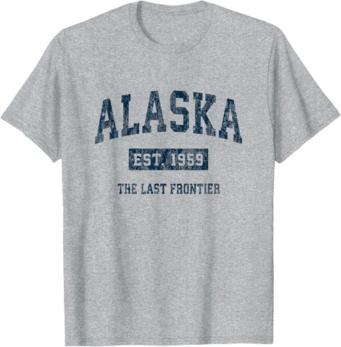 Alaska Vintage Athletic Sports Design Navy Print T-Shirt Hoodie - Picture 6 of 7