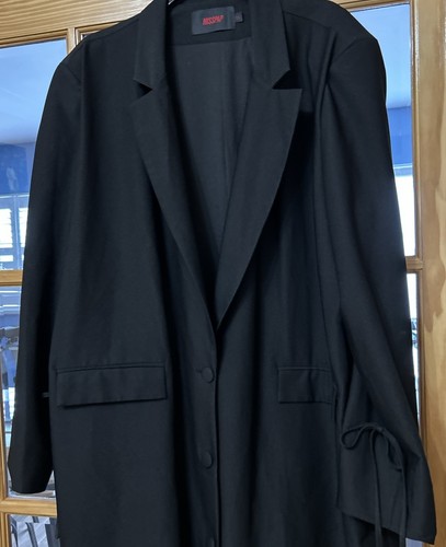 Misspap Long Black Coat/ Mac/trench Size 20 -3 Buttons To Front Vgc - Picture 3 of 16