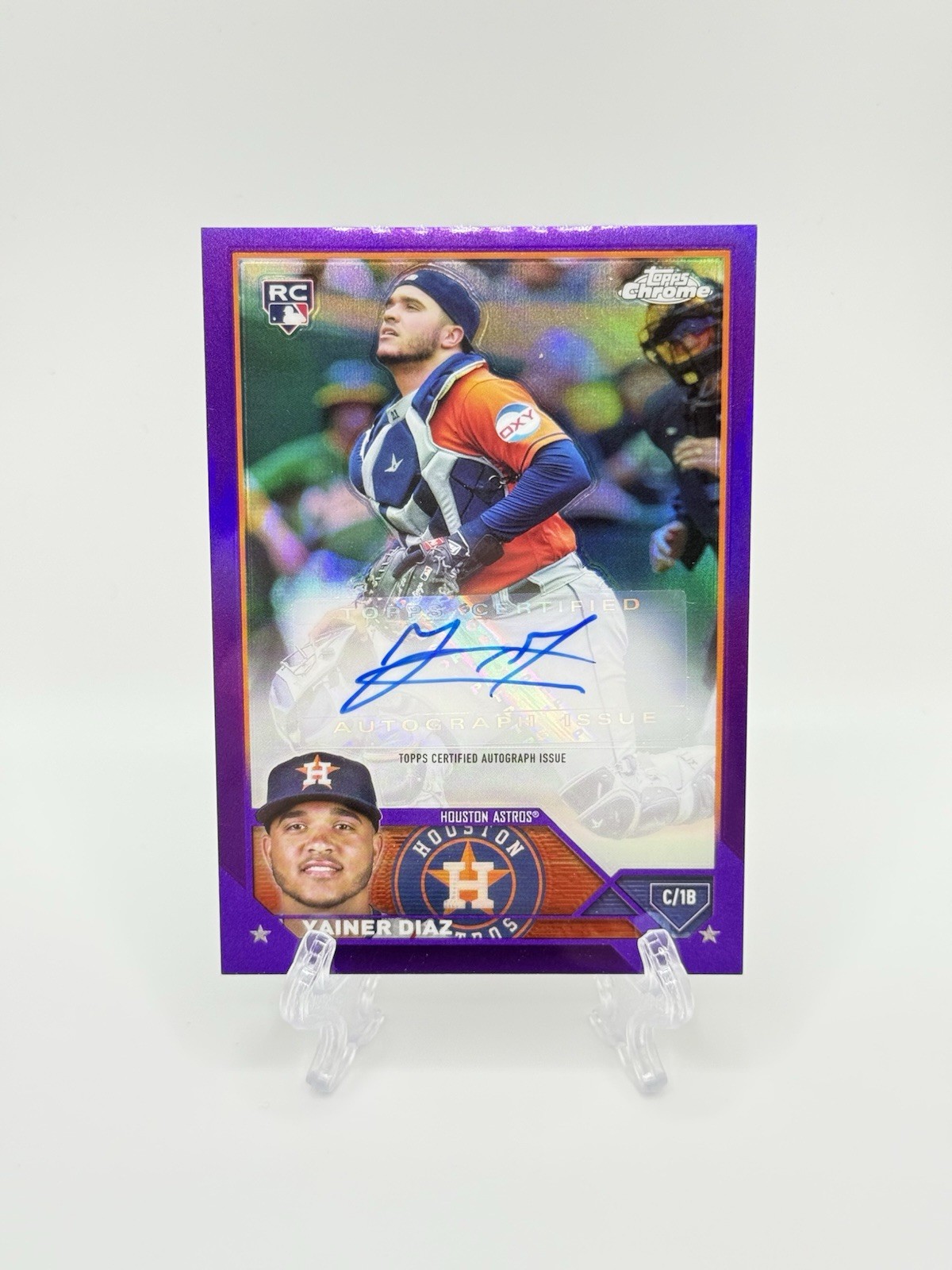 2023 Topps Chrome - Autographs Yainer Diaz #RA-YD Purple Refractor RC Auto /250