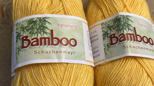 Lote 2 madejas x 50 g suave natural liso bambú algodón hilo bola-tejido ganchillo-amarillo - Imagen 2 de 5