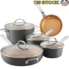 Nonstick Cookware Set 9 Piece Hard Anodized Aluminum Pots Pans Kitchen Essential