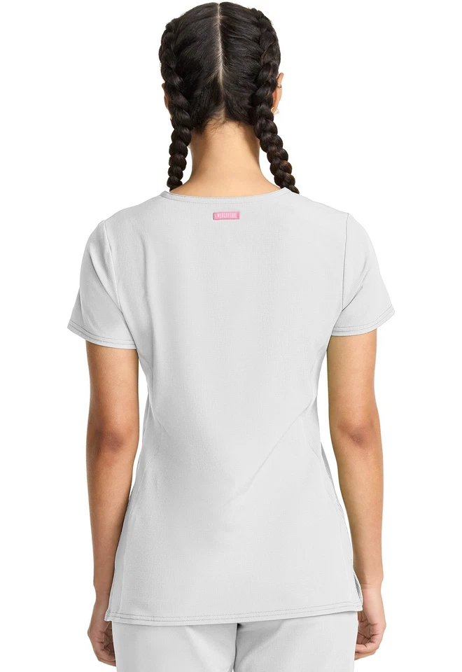 Blusa feminina Med Couture Scrubs gola V MC702 WHT branca alargamento frete grátis - Imagem 2 de 4