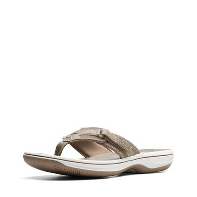 Clarks Women's Breeze Sea FlipFlop, Taupe Synthetic, 11
