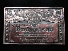 PE03109 VINTAGE 1970s  GENUINE BUDWEISER LAGER BEER  ANHEUSER-BUSCH BUCKLE