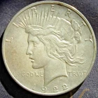 1922-D Peace Dollar; Detached Olive Branch; B-Rev; Die Cracks Across R & Above 1