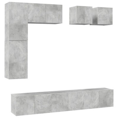 8-tlg. TV-Schrank-Set Betongrau Holzwerkstoff