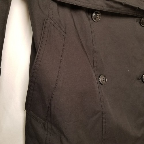 Cole Haan Women's Hooded Belted Double-Breasted Trench Coat Color Jet Black Sz L - Picture 6 of 14