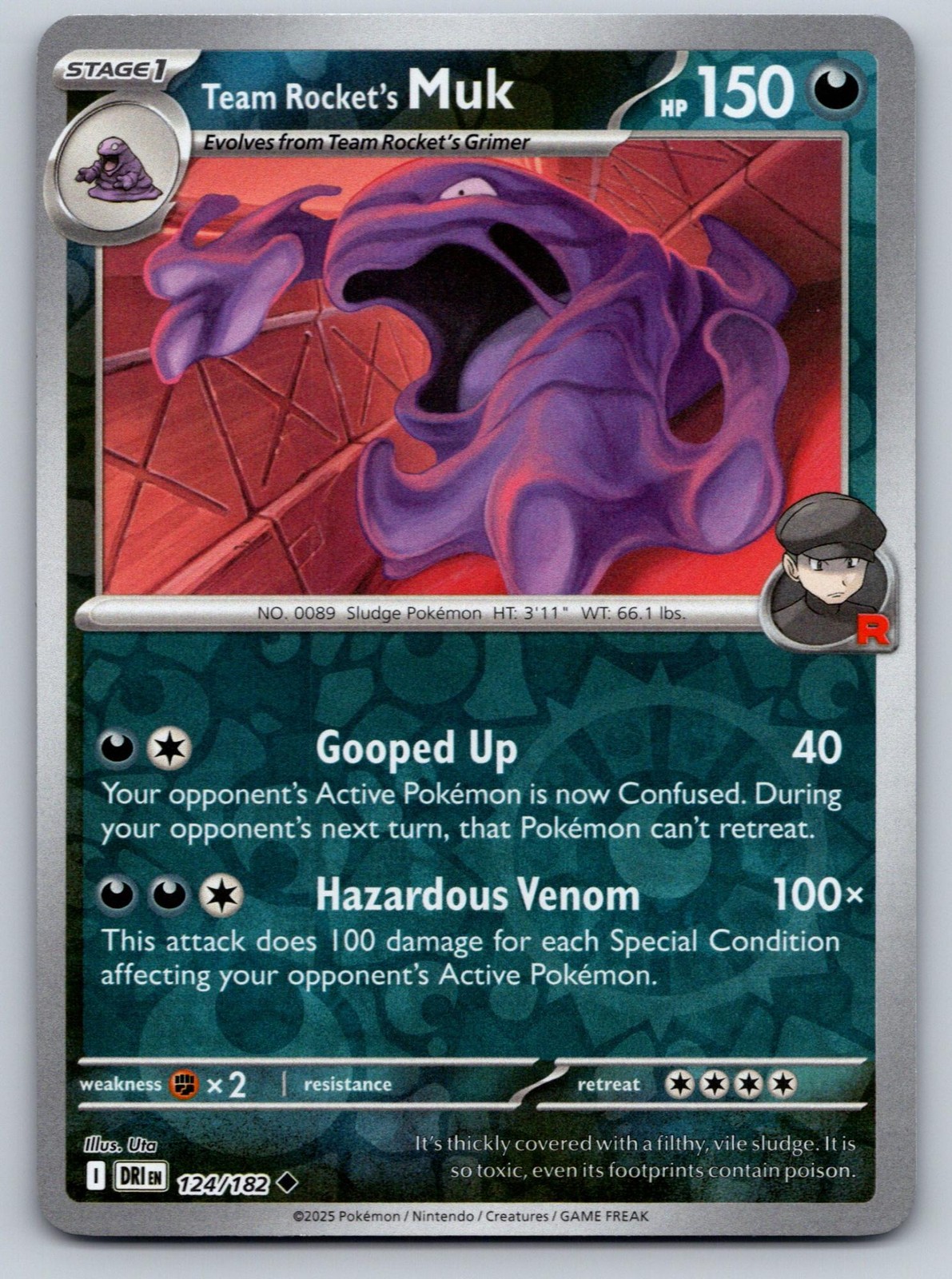 Team Rocket's Muk 124/182 Uncommon Destined Rivals Pokemon Reverse Holo NM