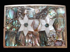 NI13166 VINTAGE 1970s  FLORAL ART  ABALONE SOUTHWESTERN DESIGN BELT BUCKLE