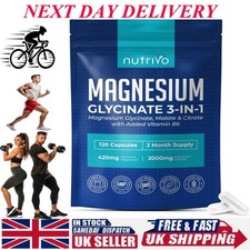 Magnesium Glycinate 3-in-1 Complex 2000mg/ 120 Capsules 2 Months Supply No Fillr 0.05 per thousand milligrams