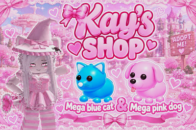    Adopt Me bundle~ MEGA Blue  Cat & MEGA Pink Dog!   FAST AND EASY 