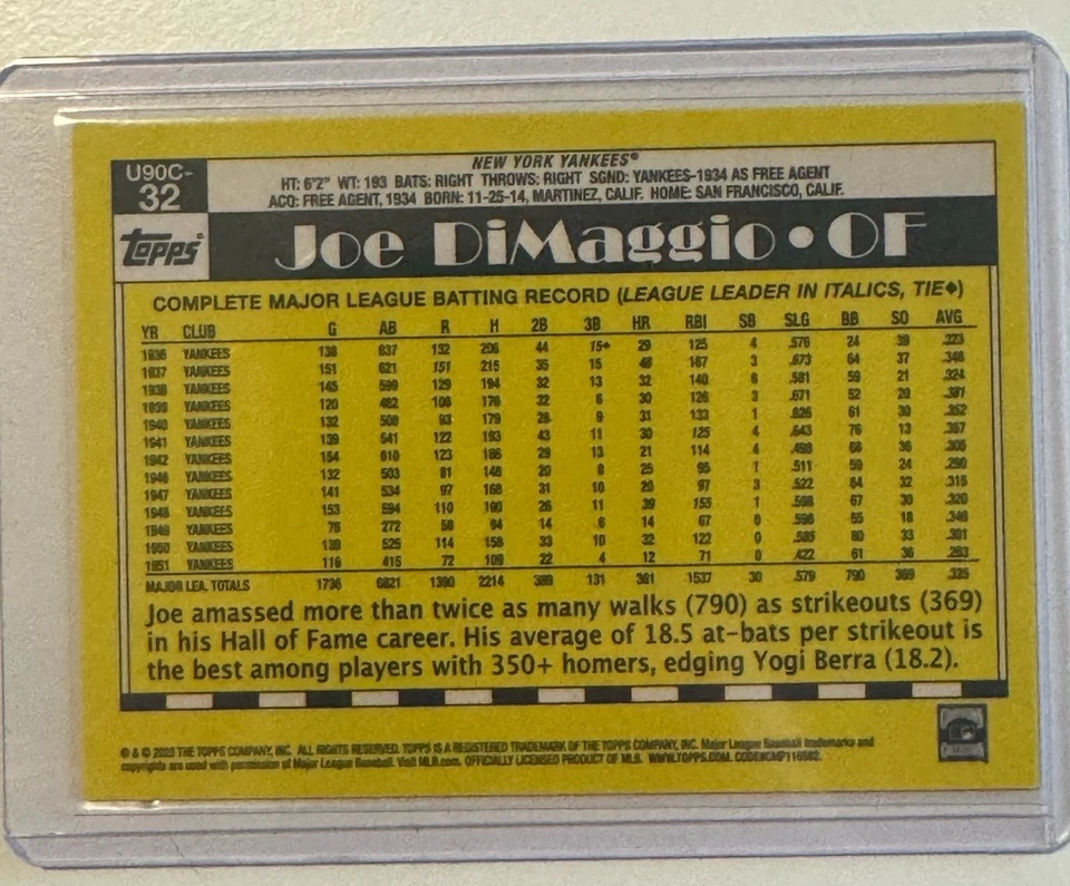 Actualización Topps 2025 Joe DiMaggio paquete plateado mojo verde/99 U90C-32 - Yankees Foto 2 de 2