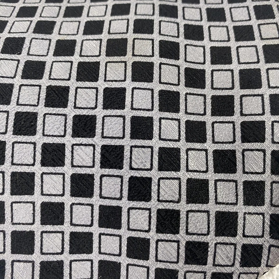 Rafael Tie Mens Classic Silk Necktie Black Gray Square Geometric Pattern Formal - Image 2 of 4
