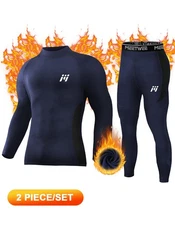 Men's Winter Thermal Soft Fleece Lined Underwear Set Long Johns Top&Bottom Warm