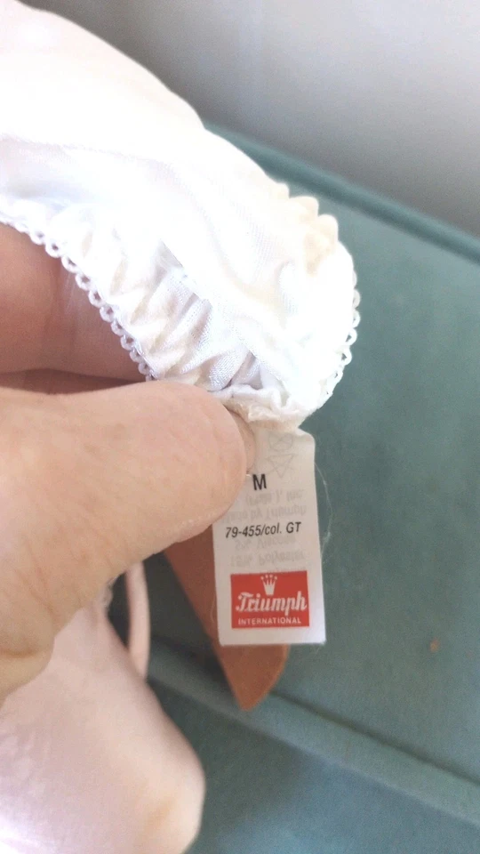 Triumph Vintage Satin Lace High Waist Bikini Ivory S/M NWOT - Image 2 of 4