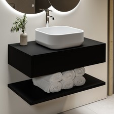 800mm Black Wall Hung Countertop Vanity Unit with Basin and BUN/BeBa_28142/84967