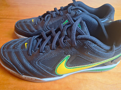 Nike Herren Sneaker Low Top Leder Schnürung gepolstert Schwarz/Gelb/Grün 39