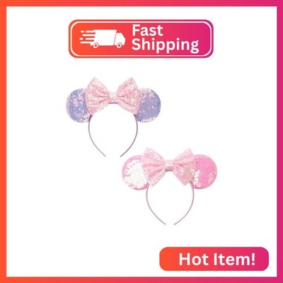 DRESHOW Mouse Ears Bow Headbands Glitter Party Decoration Cosplay Costume for Wo