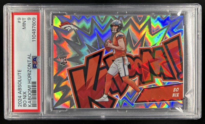 2024 Panini Absolute Bo Nix Kaboom Horizontal RC Rookie SSP #9 Broncos PSA 9