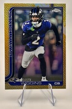 2025 Topps Chrome Nate Wiggins Pig Skin Gold Refractor /50 Baltimore Ravens