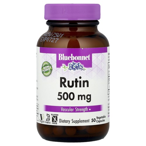 Bluebonnet Nutrition Rutin 500 mg 50 Veggie Caps Milk-Free, Egg-Free, Fish Free,