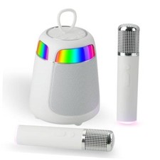 Mini Karaoke Machine with 2 Wireless Microphones, Portable Karaoke Machine for