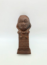 VINTAGE HUMPTY DUMPTY FIGURAL CAST IRON 5.5" STILL COIN PIGGY BANK W/WALL NICE!!