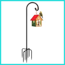 Adjustable 60-Inch Shepherd Hook for Bird Feeders  Garden Decor - Black