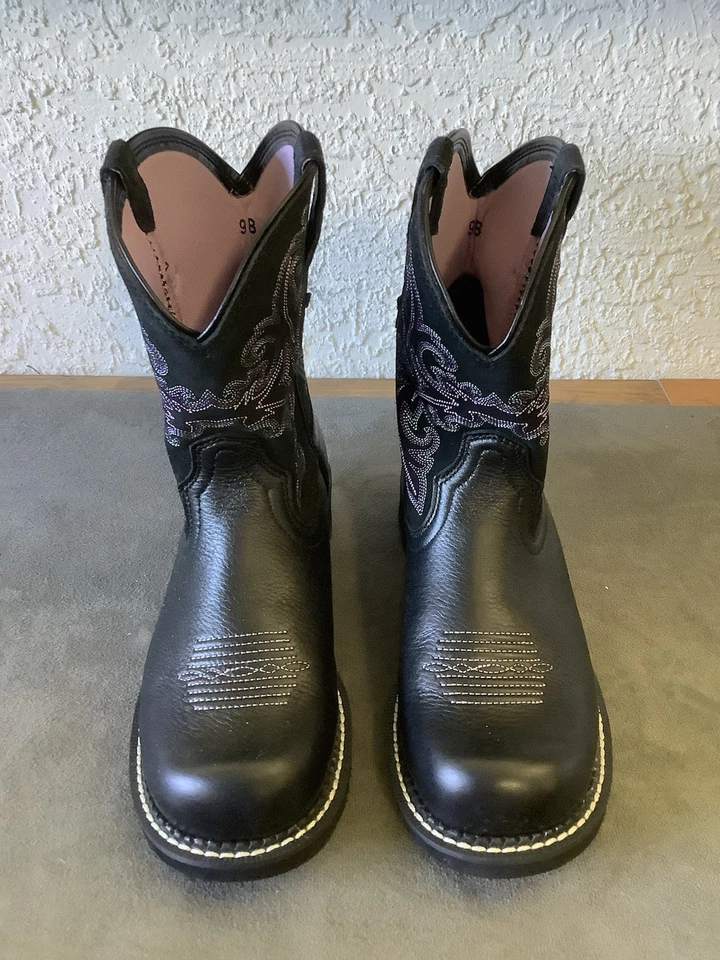 Ariat жира Baby женские ботинки размер 9B черный олень желтовато-коричневый кожаный новый без коробки - Изображение 3 из 4