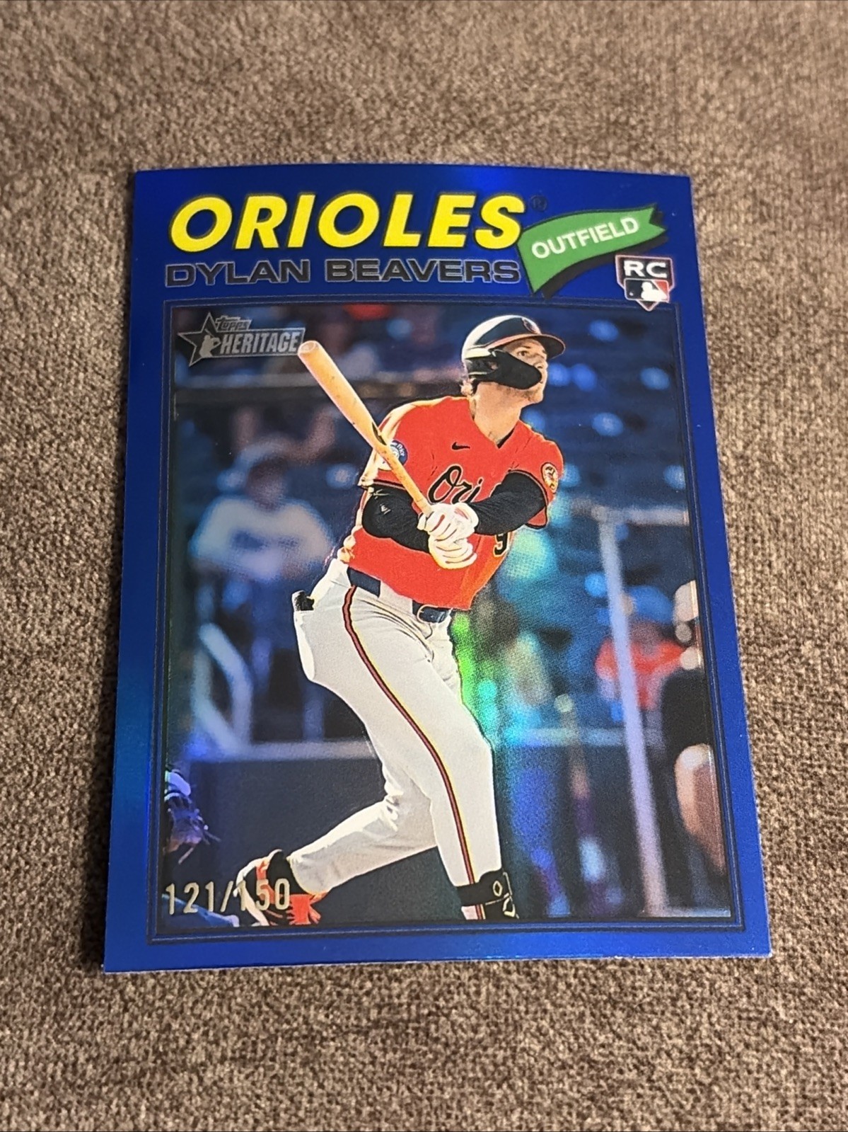 2026 Topps Heritage Blue Chrome #48 Dylan Beavers, Baltimore Orioles SP/150 RC!