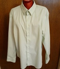 Egara Non Iron Men's Dress Shirt Modern Fit XL Flip Cuff Collared Light Green