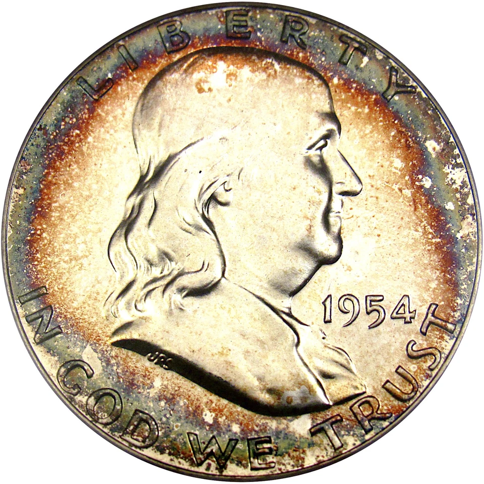1954 50C PCGS / CAC PF64 FRANKLIN ~ RIM COLOR & NEARLY CAMEO! - Image 4 of 4