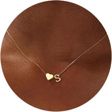 Turandoss Heart Initial Necklace for Women Teen Girls - 18K Gold Plated Letter A