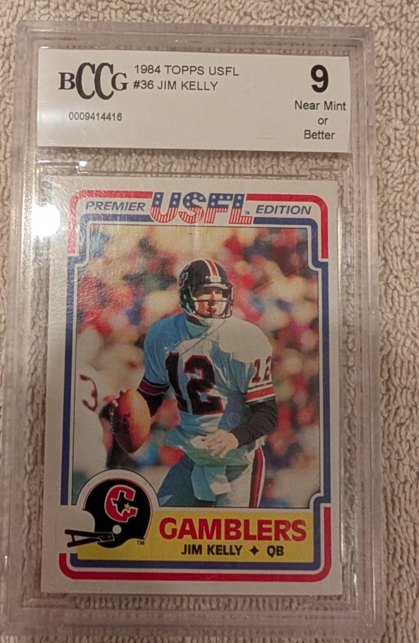 1984 Topps USFL Houston Gamblers Buffalo Bills Jim Kelly 36 RC BGS 9