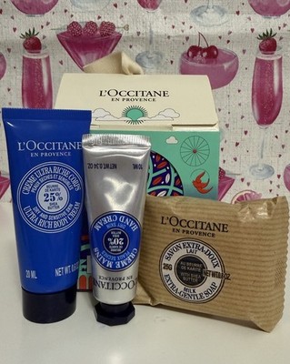 Loccitane Essential Shea Trio. Shea Body Butter, Lotion & Soap. Travel Size NIB