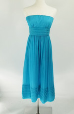 J. CREW Size 2 Juliet Sample Strapless Silk Chiffon Dress Mosaic Blue NEW
