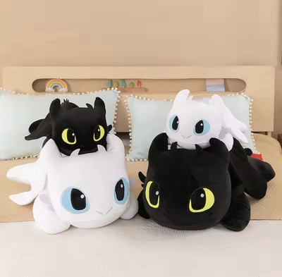 Dragon Trainer Plush White Black Toy Gift Kids Dark and White Fury