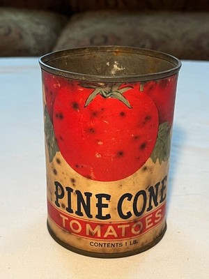 c1940s Pine Cone Tomatoes Albert W Sisk and Son Preston and Aberdeen MD Tin Can