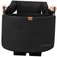 Extra Large Storage Laundry Basket 22" X 22"X 14" Cotton Rope Woven Pure black