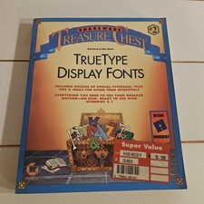 RARE Disk - Treasure Chest TrueType Display Fonts - Sealed In Book 1993 software