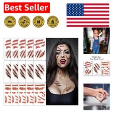 15 Sheets Realistic Halloween Fake Blood Wound Tattoos - Waterproof Easy Apply