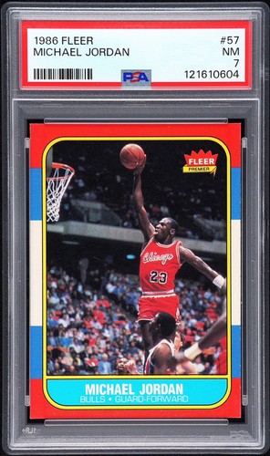 1986 FLEER MICHAEL JORDAN #57 ROOKIE RC PSA 7 NM Q0842